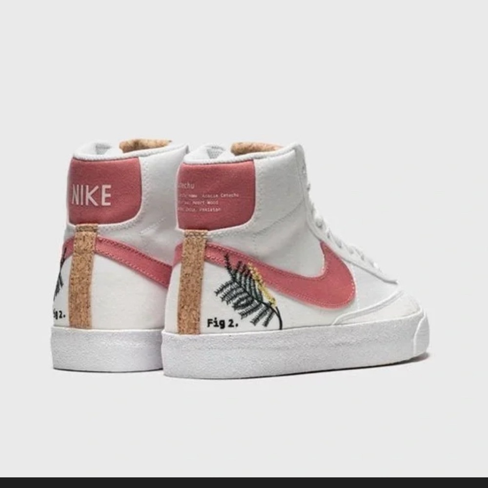 Nike Women's White and Pink Floral High-Tops - Picture 2 of 12